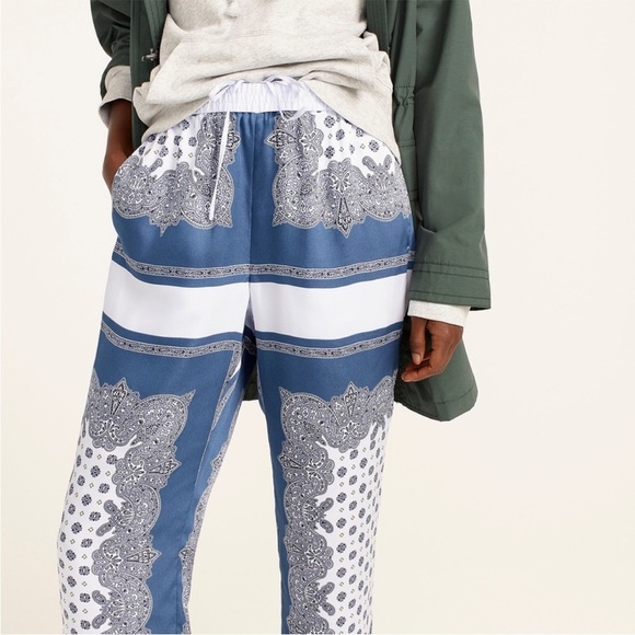 J.Crew Pull On Cropped Pant Scarf Border Print Boho Resort Beach Small - Picture 4 of 16